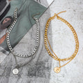 Necklace – Coin & Curb Layered
