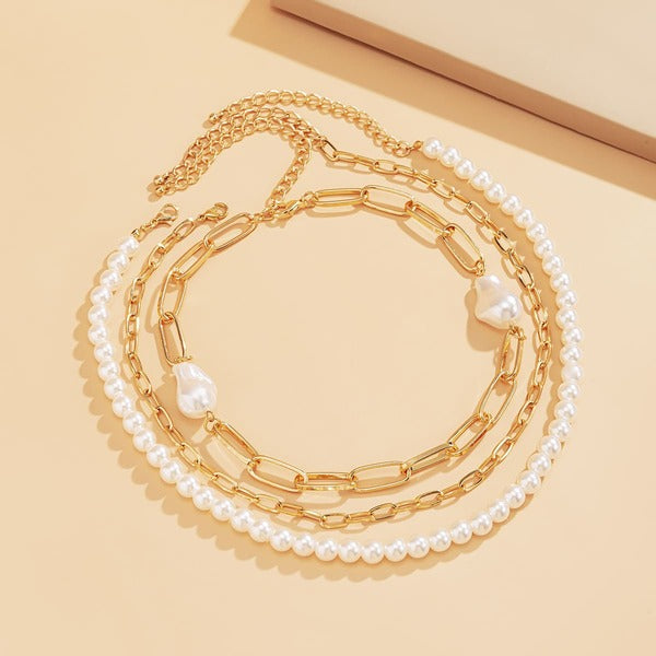 Baroque Pearl Gold Layered Necklace