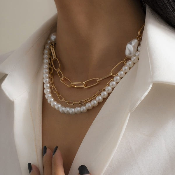 Baroque Pearl Gold Layered Necklace