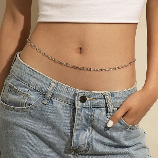 Silver Paperclip Link Waist Chain
