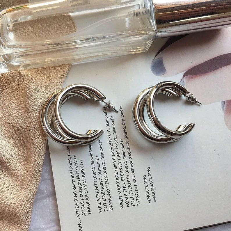 Tri Hoop Earrings