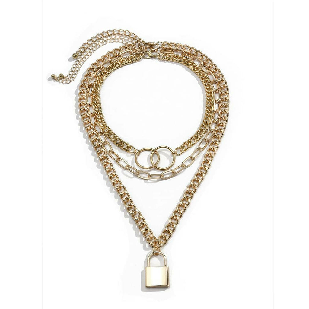 Necklace – Lock and Chain Link Layered