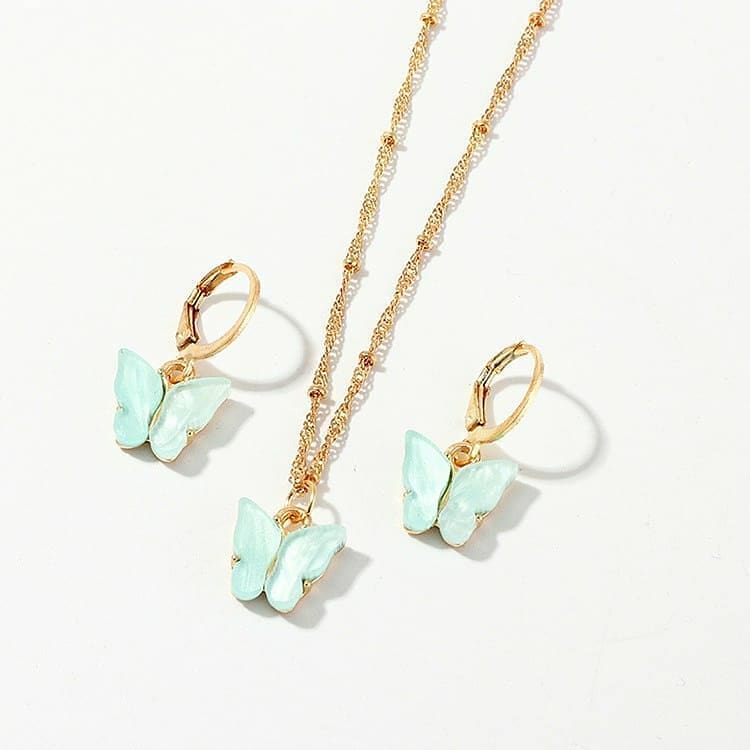 Butterfly Earrings and Necklace Set
