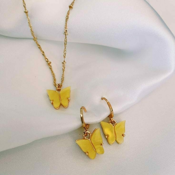 Butterfly Earrings and Necklace Set