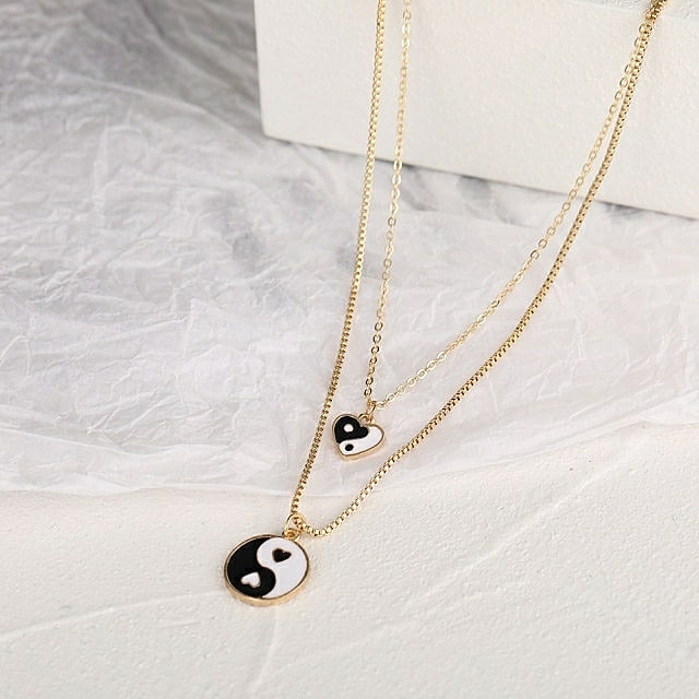 Layered Y2K Yin Yang Necklace